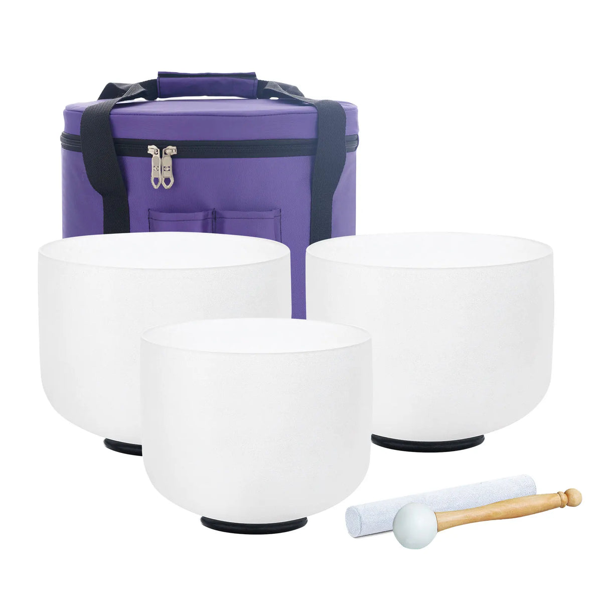 Frosted White Crystal Singing Bowl Set